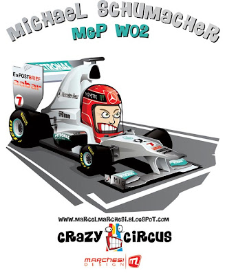 Михаэль Шумахер Mercedes GP W02 2011 карикатуры Crazy Circus Marchesi Design