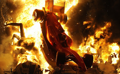 болид Ferrari в огне на фестивале Las Fallas в Валенсии 19 марта 2011