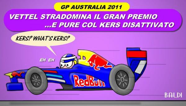 Себастьян Феттель на Red Bull без KERS на Гран-при Австралии 2011 комикс Baldi