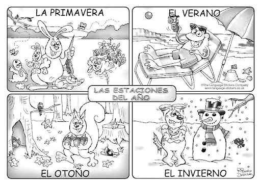 Seasons in spanish coloring
