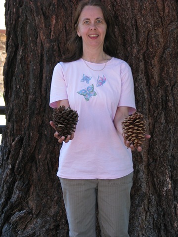 [2750 Karen with giant pine cones from Douglas Fir Tree at MS Dixie II Cruise NV[2].jpg]