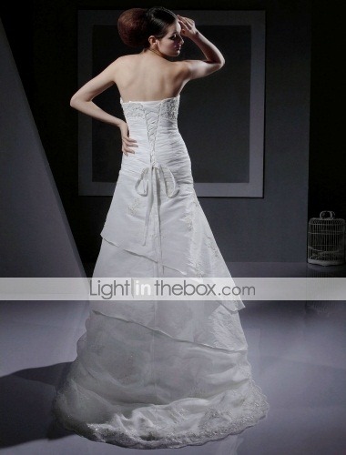 Aline Strapless Taffeta Lace Wedding Dresses back
