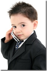  Adorable Baby Boy in Suit on Cellphone  