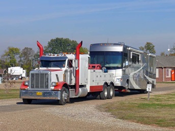 Motorhome being towed