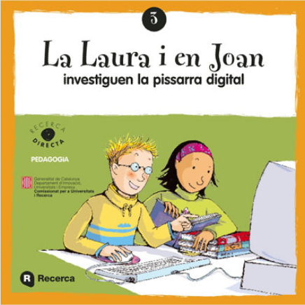 La Laura i en Joan investiguen la pissarra digital