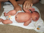 Noah didn't really like his first bath!