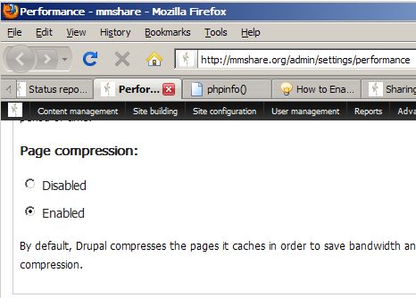 Drupal Built in GZip Compression