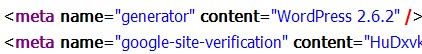 WordPress meta generator code