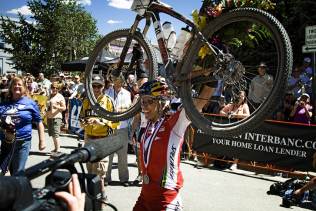This has to be a good feeling after all that suffering! Photo: Todd Meier