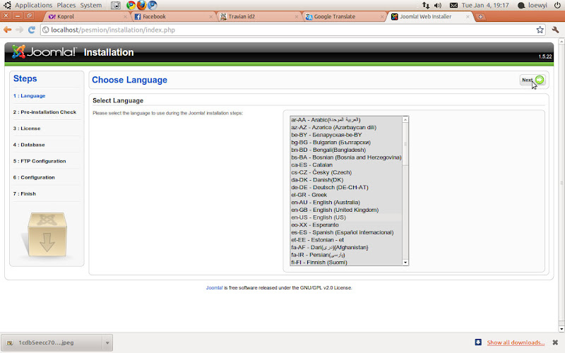 Choose Language Page