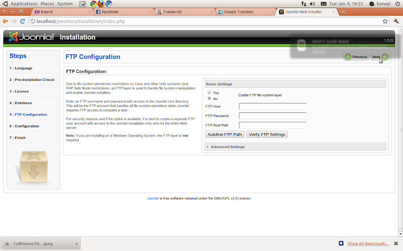 FTP Configuration Page