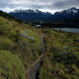 Walking along Rio Paine