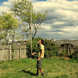 Showing off my skills of balancing a wooden beam