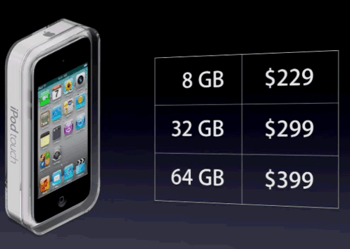 iPod Touch 4th Generation will available next week for $229 for the 8GB 