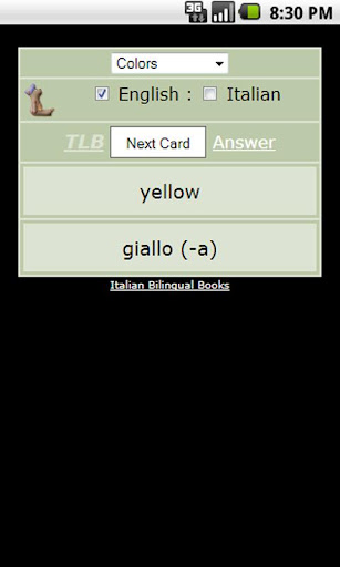 Italian - English Flash Cards