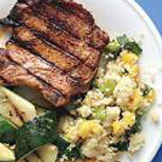 Pork Chops with Mango-Scallion Couscous