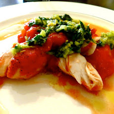 Fennel baked fish topped with parsley gremolata