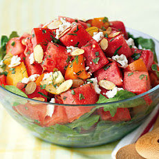 Tomato-Watermelon Salad with Feta and Toasted Almonds