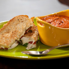 Roasted Red Pepper and Tomato Soup with Smoky Caprese Panini