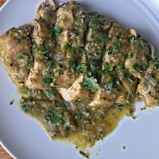 Dinner Tonight: Baked Chicken with Roasted Tomatillo Cream Sauce