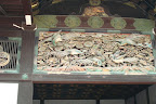 beautiful wood carvings in the castle gate entrance