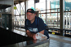 waiting for the Shinkansen to Hiroshima from Hakata Station