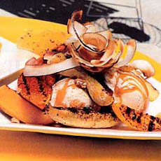 Tropical Fruit Splits with Rum Sauce and Chile-Macadamia Brittle