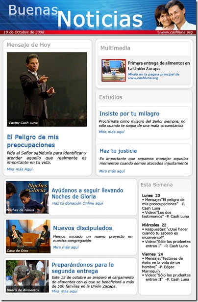 Buenas Noticias Boletín 19 de Octubre de 2008 Ministerio Cash Luna