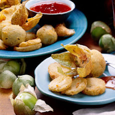 Fried Green Tomatillos with Jalapeño Dipping Sauce
