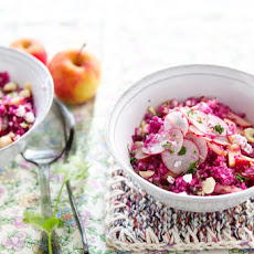 Celeriac, red cabbage and apple tabbouleh recipe with grapes and hazelnuts