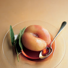 Chilled White Peaches Poached in Rose Syrup