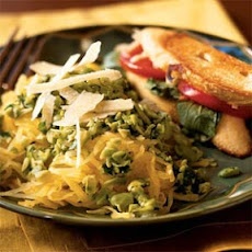 Spaghetti Squash with Edamame-Cilantro Pesto