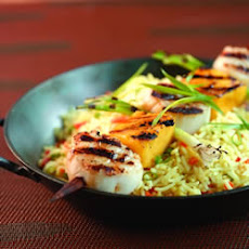 Mango Masala Scallop Skewers