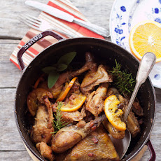 Ornage and bacon guinea-fowl