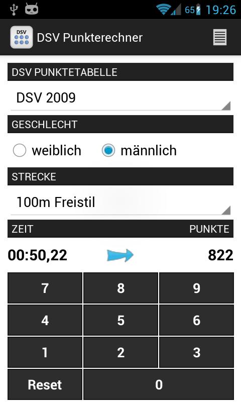 Android application DSV Schwimmen Punkterechner screenshort