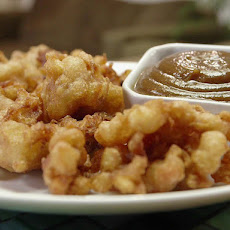 Sunny's Apple Fritters with Peanut Butter Caramel Sauce