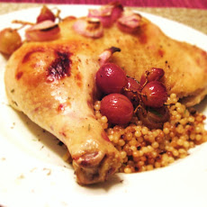 Roast Chicken Legs with Grapes and Shallots