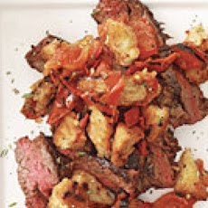 Grilled Garlic Skirt Steak with Bread Salad
