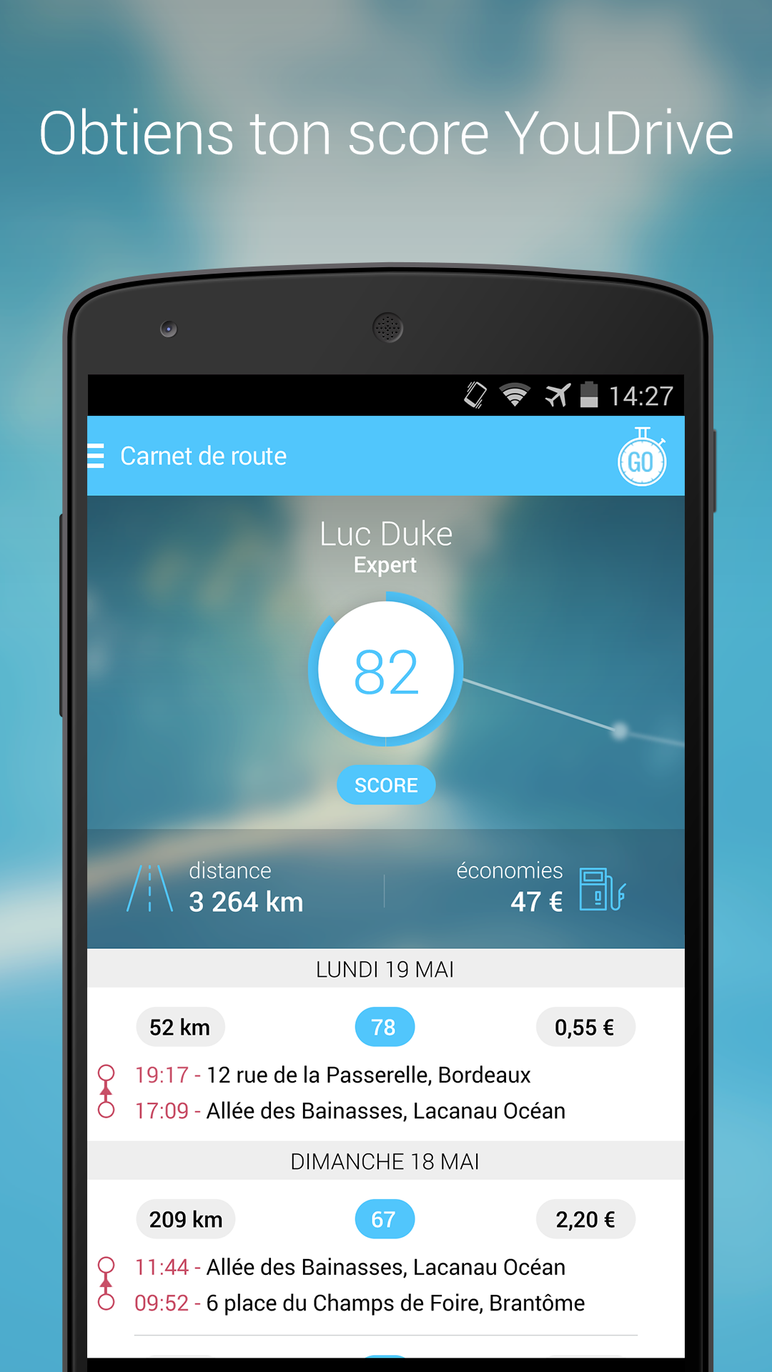 Android application YouDriveLite screenshort