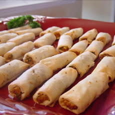 Mini Chicken Cigars With Sweet and Sour Dipping Sauce
