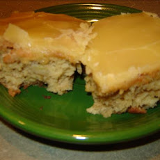 Oatmeal Banana Chunk Bars With Caramel Icing