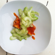Buffalo Tofu with Celery Salad
