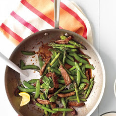 Beef, Snap Pea, and Asparagus Stir-Fry