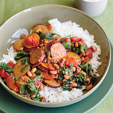 Spicy Turkey Sausage With Black-Eyed Peas and Spinach