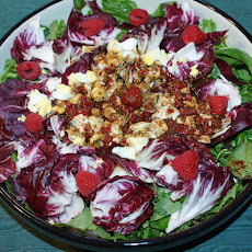 Spinach Salad with Bitter Herbs and Raspberry Vinaigrette