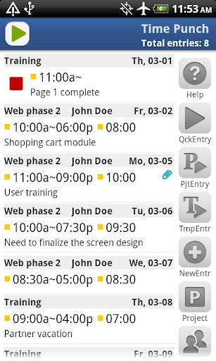 time-tracker-timepunch-lite for android screenshot