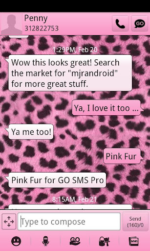 Pink Cheetah GO SMS Theme