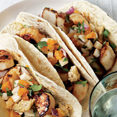 Tacos with Sea Scallops and Jicama-Peanut Slaw Recipe
