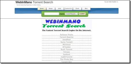 webinmano torrent search, motore di ricerca torrent