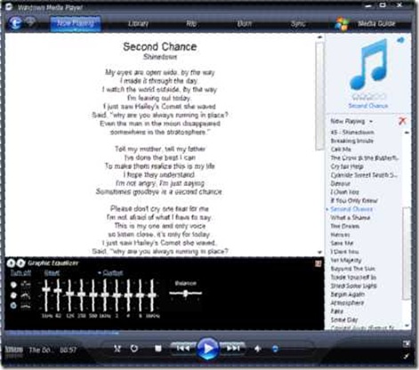 Windows Media Player's Now Playing View - click to enlarge - CaseyTech